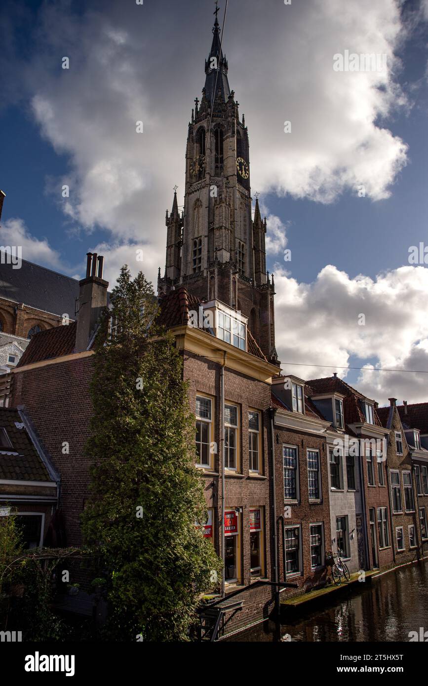 Nouvelle église sur la place du marché, destination touristique populaire, Delft, pays-Bas Banque D'Images