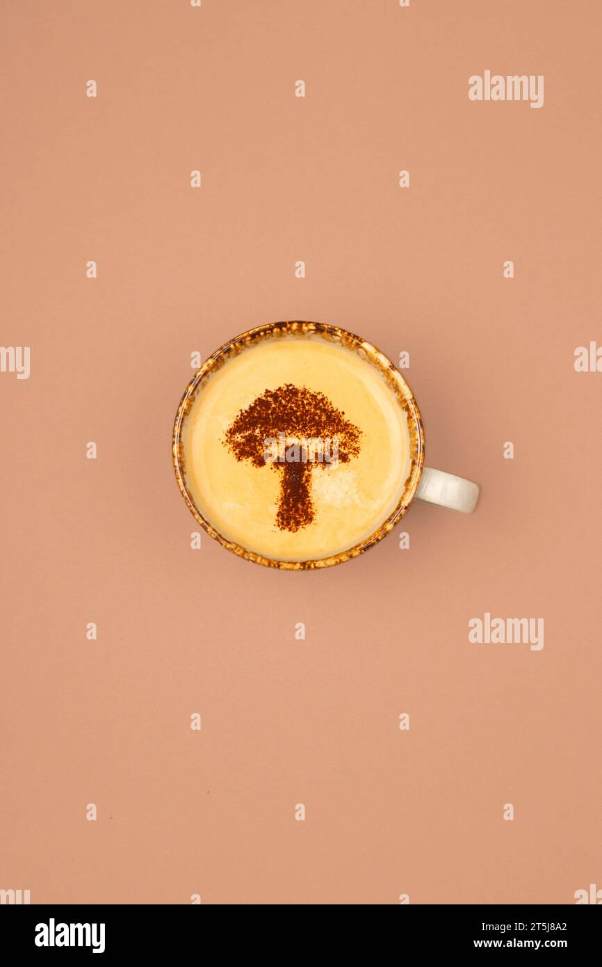 Café aux champignons - boisson saine à la mode avec des antioxydants. Banque D'Images