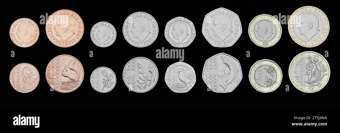 2023 UK Definitive King Charles III jeu de pièces, qui entrera en circulation générale Banque D'Images
