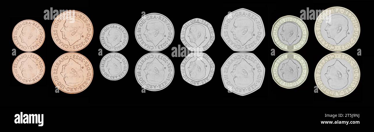 2023 UK Definitive King Charles III jeu de pièces, qui entrera en circulation générale Banque D'Images