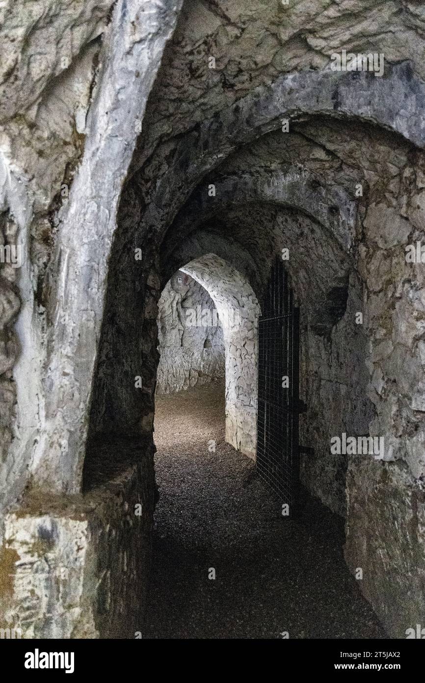 Intérieur de craie artificielle caverne les grottes Hellfire à West Wycombe, Buckinghamshire, Angleterre Banque D'Images