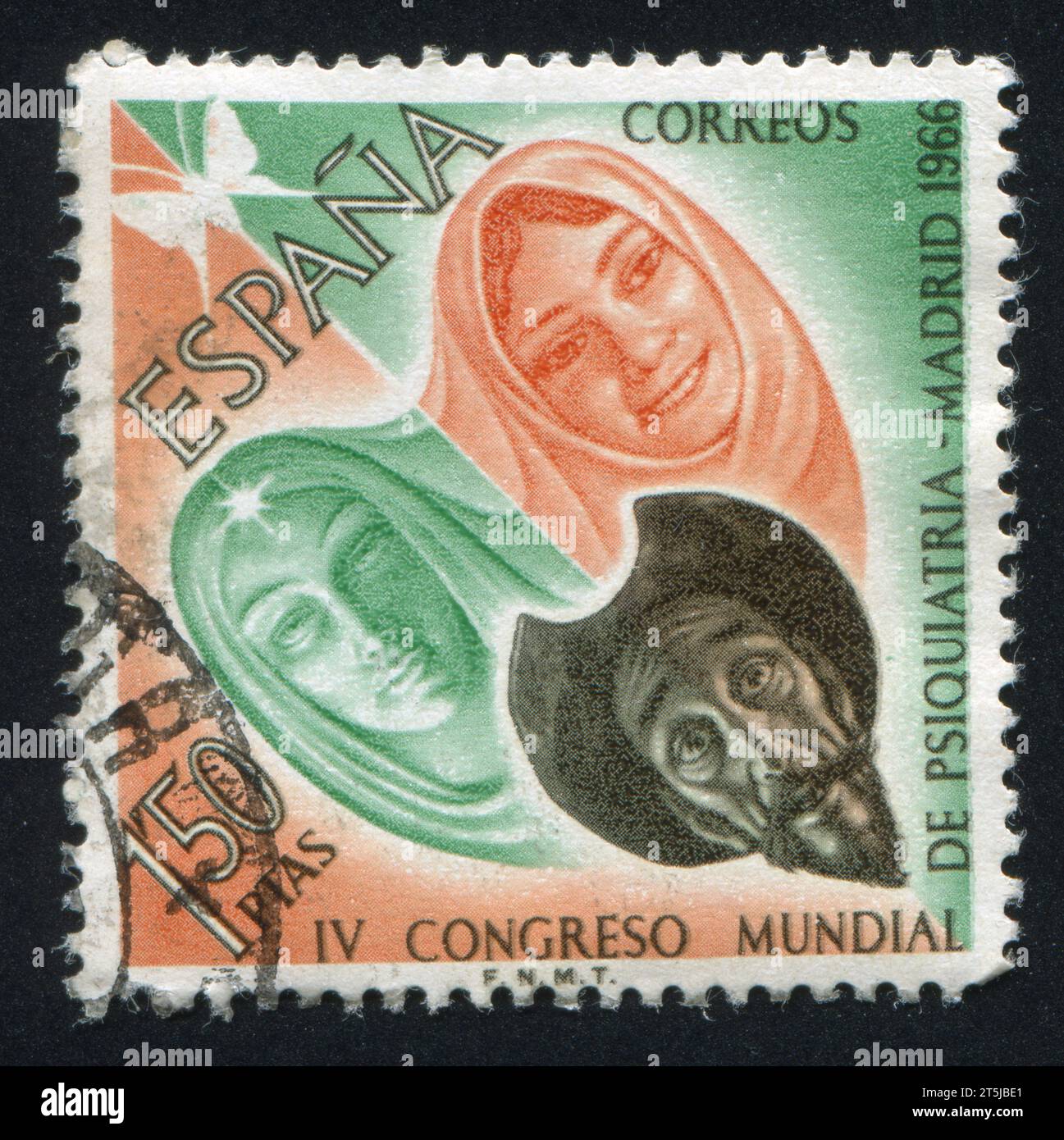 ESPAGNE — VERS 1966 : timbre imprimé par l'Espagne, montrant Don Quichotte, Dulcinée et Aldonza, vers 1966. Banque D'Images