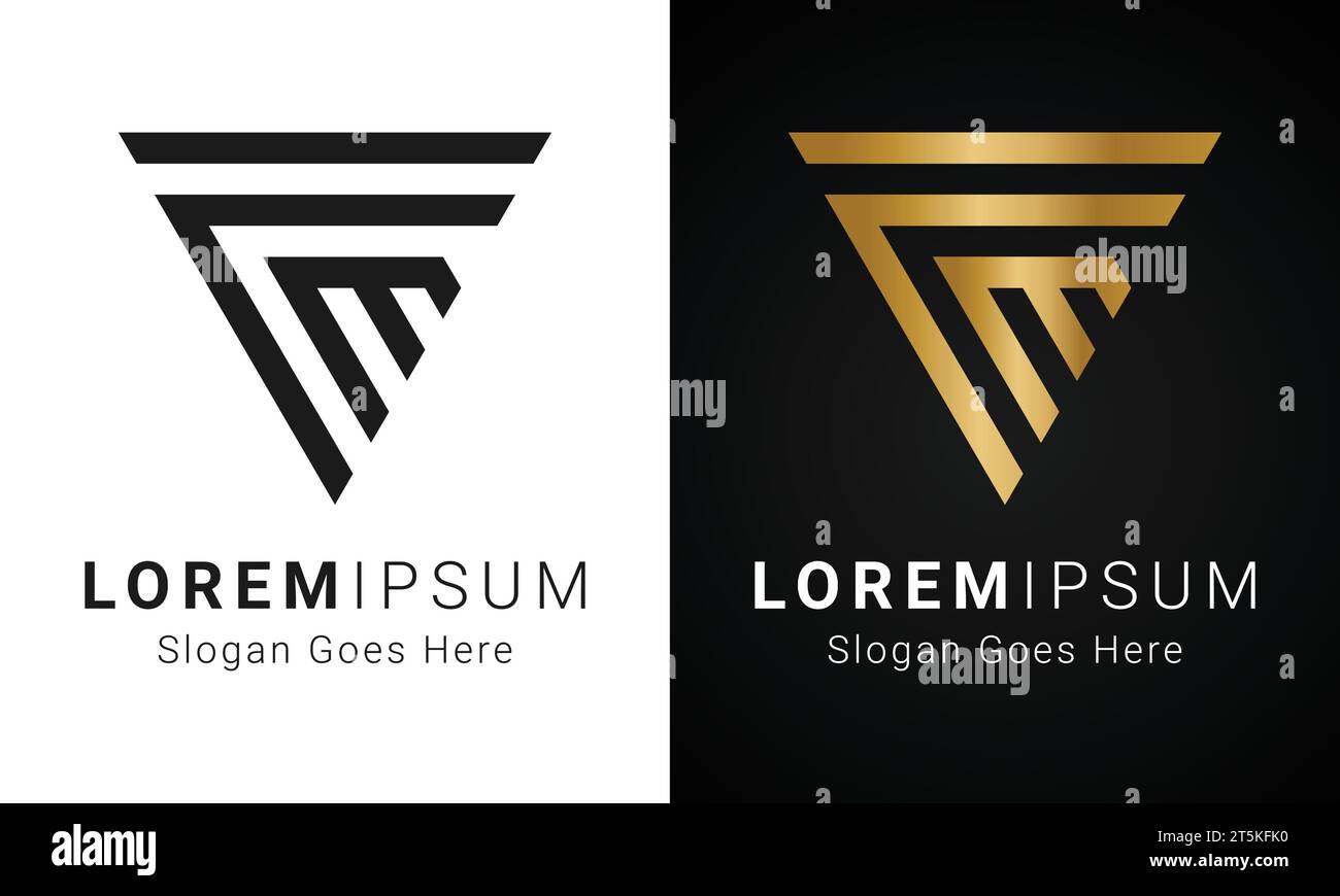Luxe initial MF ou FM Monogramme texte lettre logo Design Illustration de Vecteur