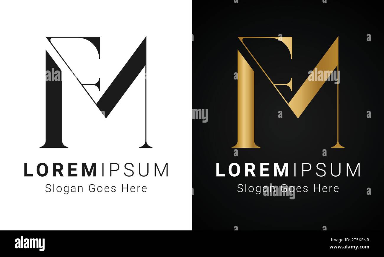 Luxe initial MF ou FM Monogramme texte lettre logo Design Illustration de Vecteur