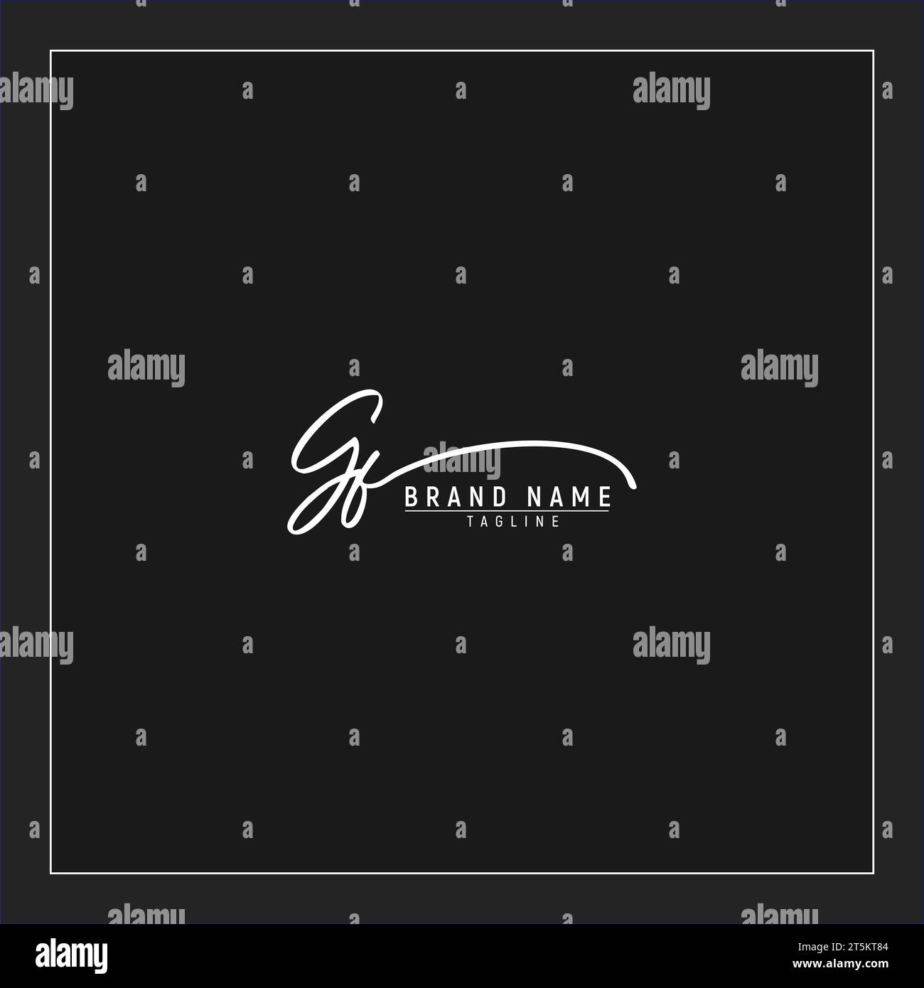 luxe initial GF logo initiales signature monogramme d'écriture manuscrite isolé sur fond noir Illustration de Vecteur