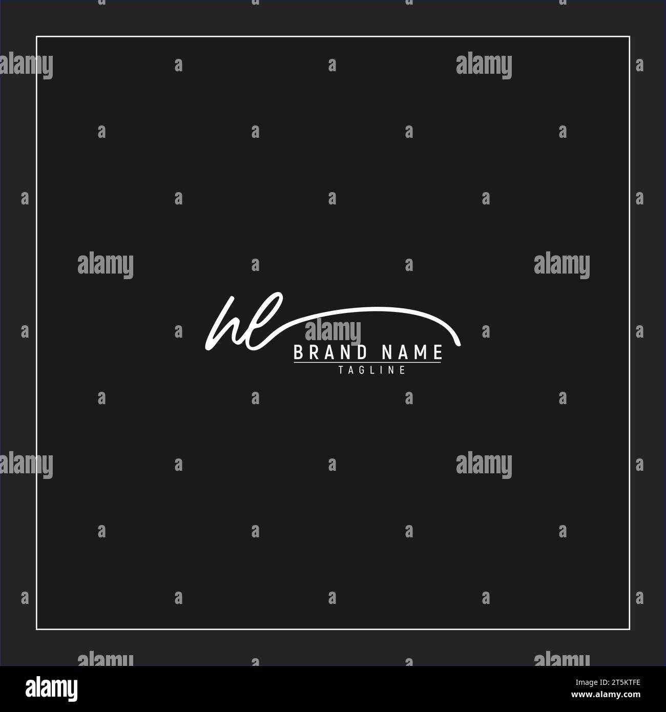 luxe initial HL logo initiales signature monogramme d'écriture isolé sur fond noir Illustration de Vecteur