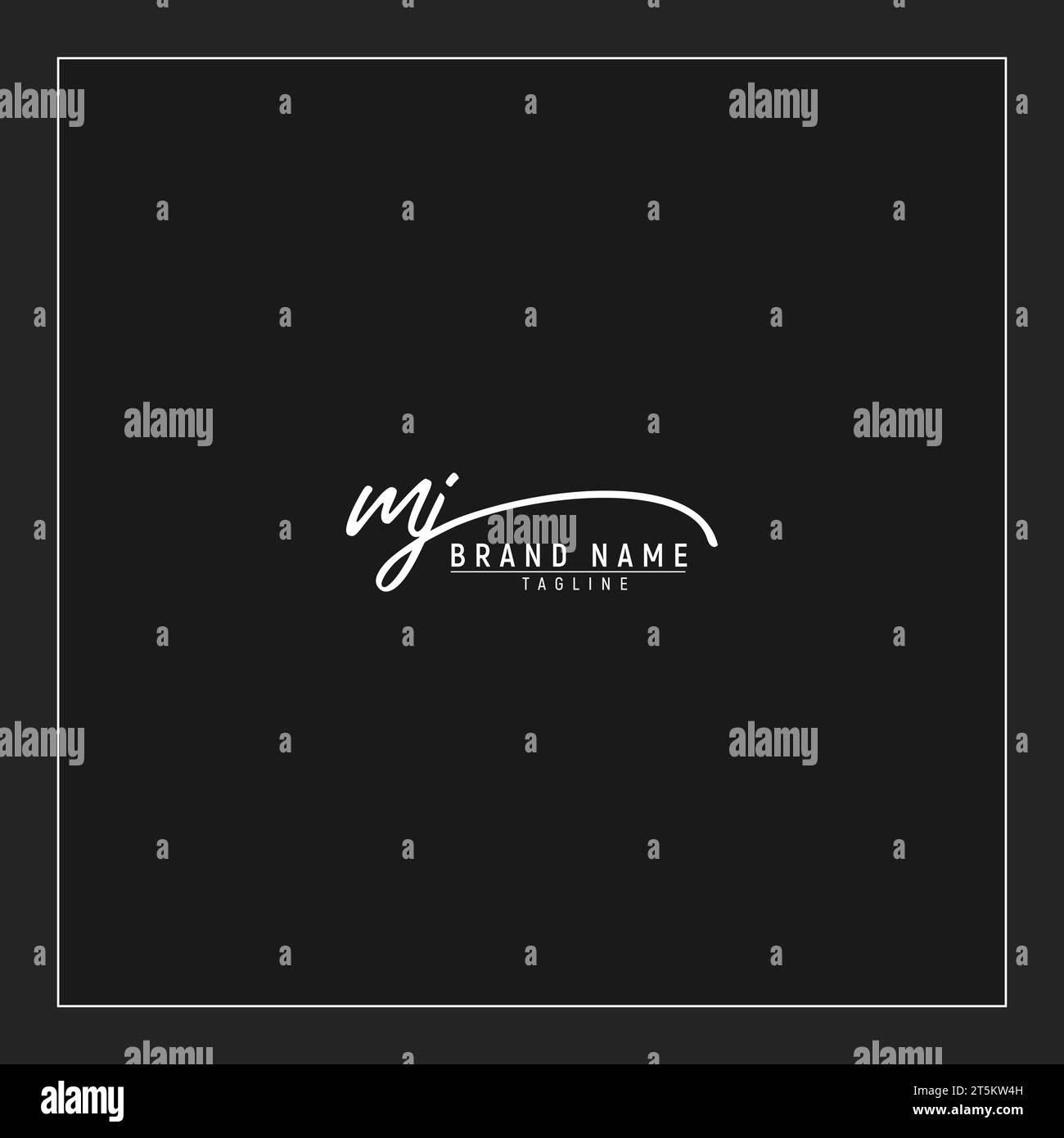 luxe initial MJ logo initiales signature monogramme d'écriture isolé sur fond noir Illustration de Vecteur