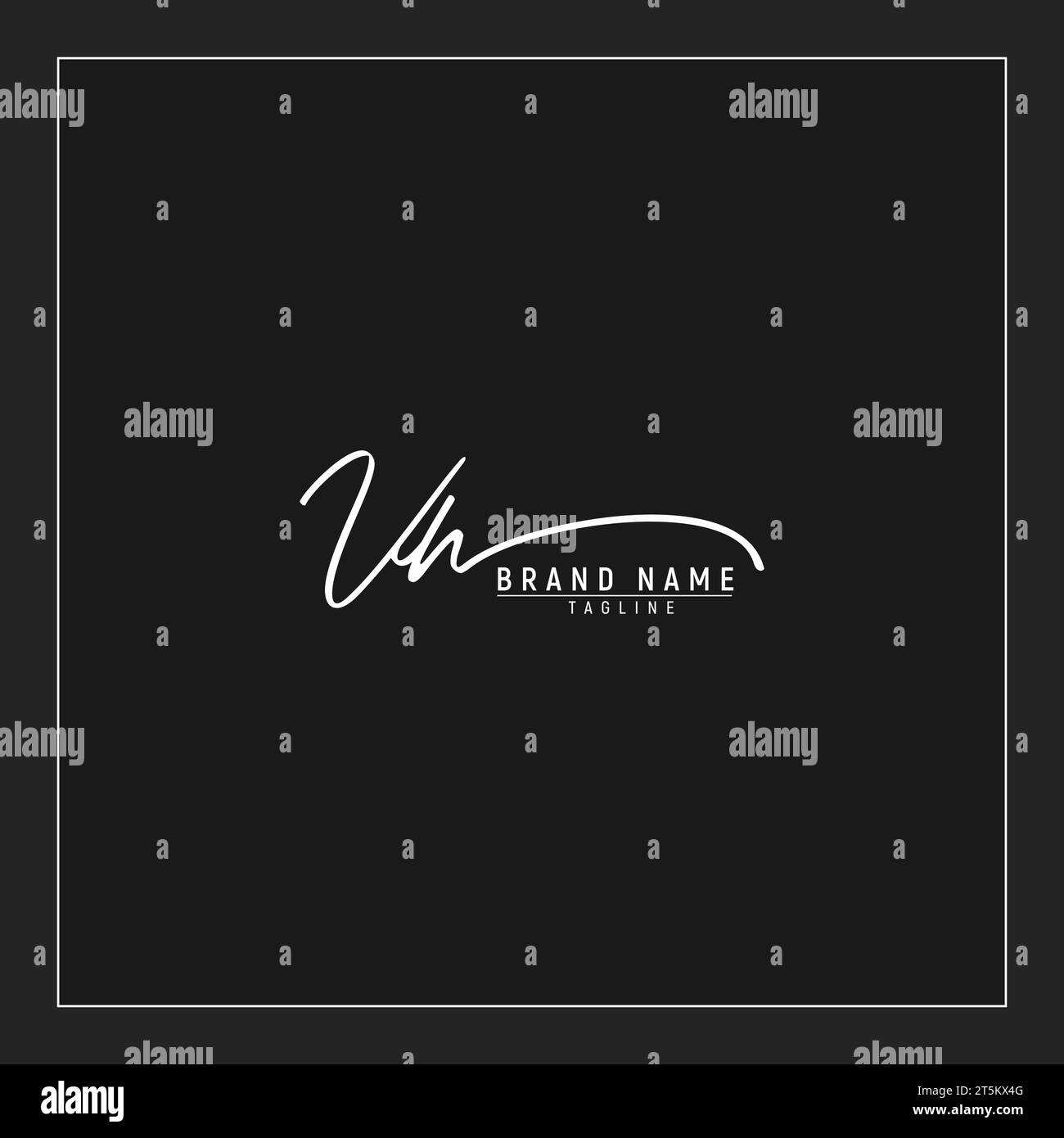 luxe initial logo VH initiales signature monogramme d'écriture isolé sur fond noir Illustration de Vecteur
