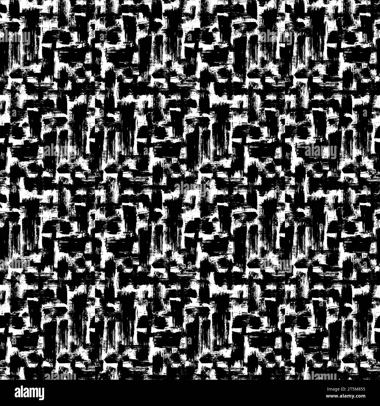 Grunge Paint Seamless motif avec des traits noirs dessinés à la main de teinture. Ornement pour impression sur tissu, couverture et emballage. Vecto noir et blanc simple Illustration de Vecteur