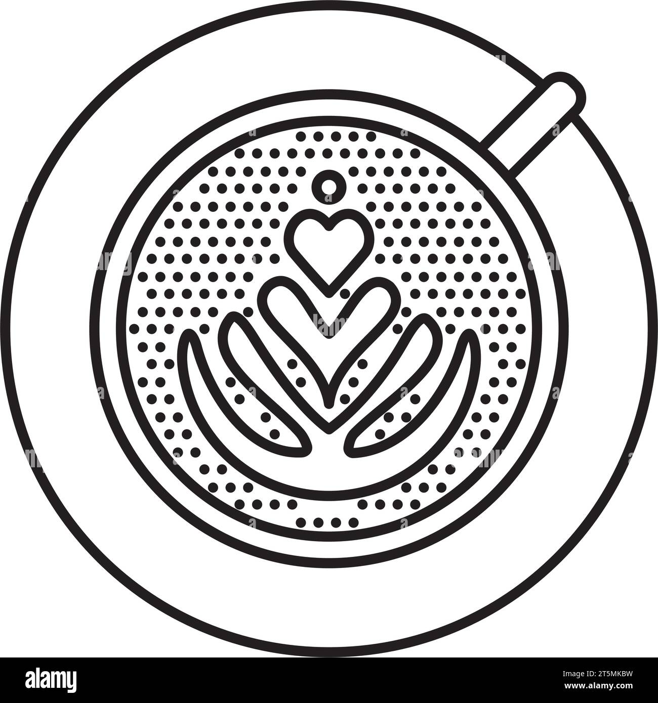Tasse de café avec l'icône de ligne vectorielle de vue de dessus d'art de mousse pour la Journée nationale de Latte le 11 février Illustration de Vecteur
