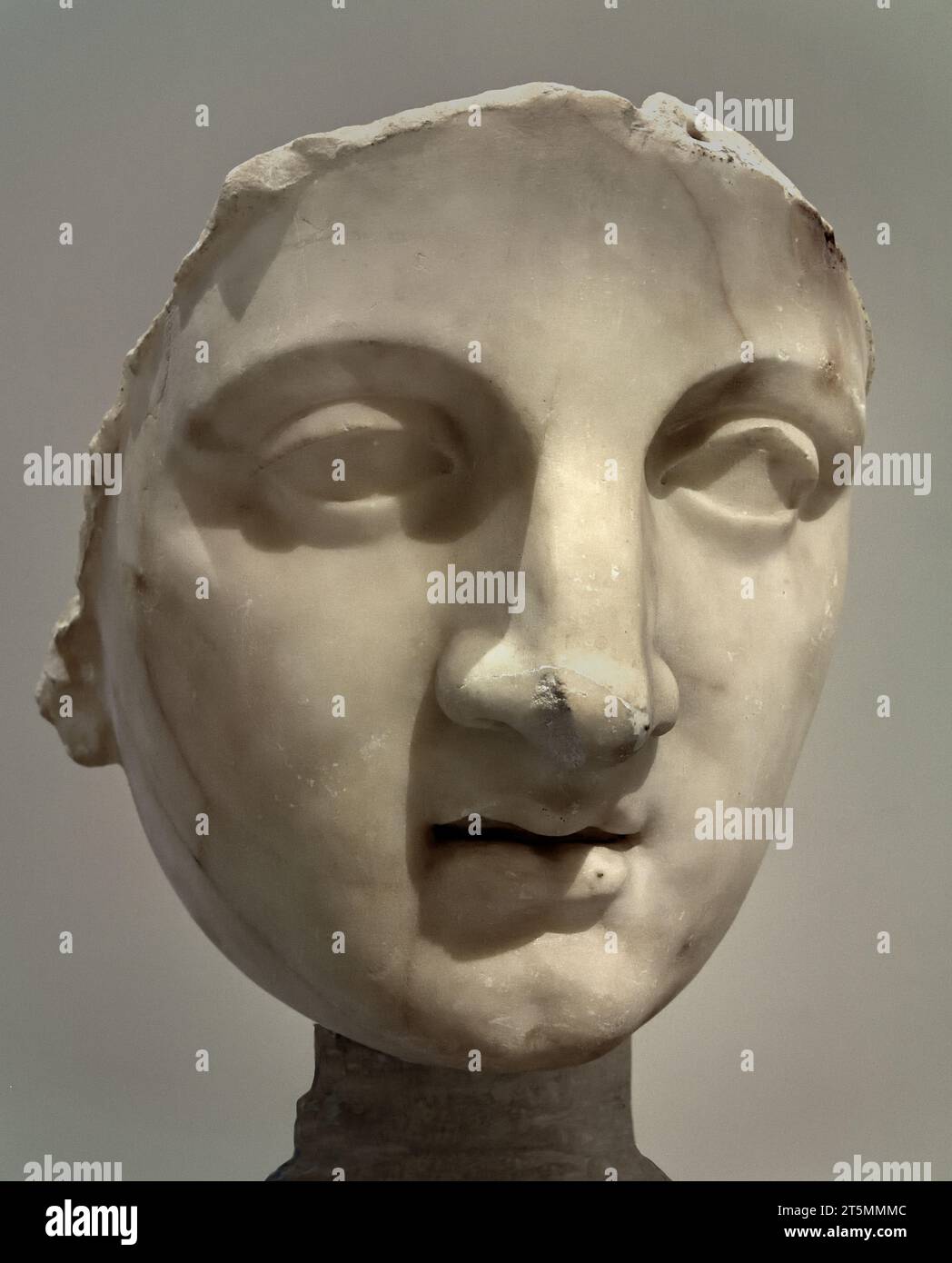 Juno ( tête d'un acrolithe ) 1e siècle après JC Pompéi Capitolium, Musée archéologique national de Naples Italie. Banque D'Images