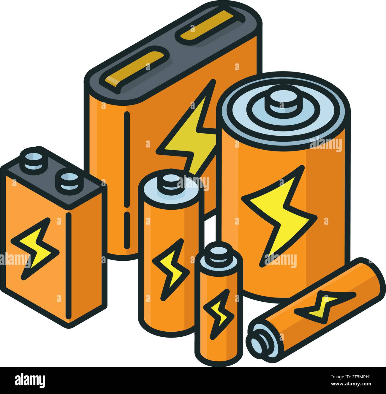 Variété de batteries illustration vectorielle isolée pour la Journée nationale des batteries le 18 février Illustration de Vecteur