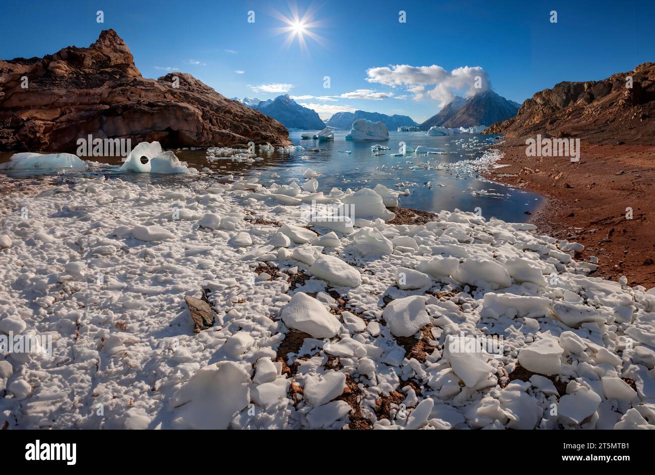 Territoires du Fjord dans les immensités de Scoresbysund dans l'est du Groenland. Banque D'Images