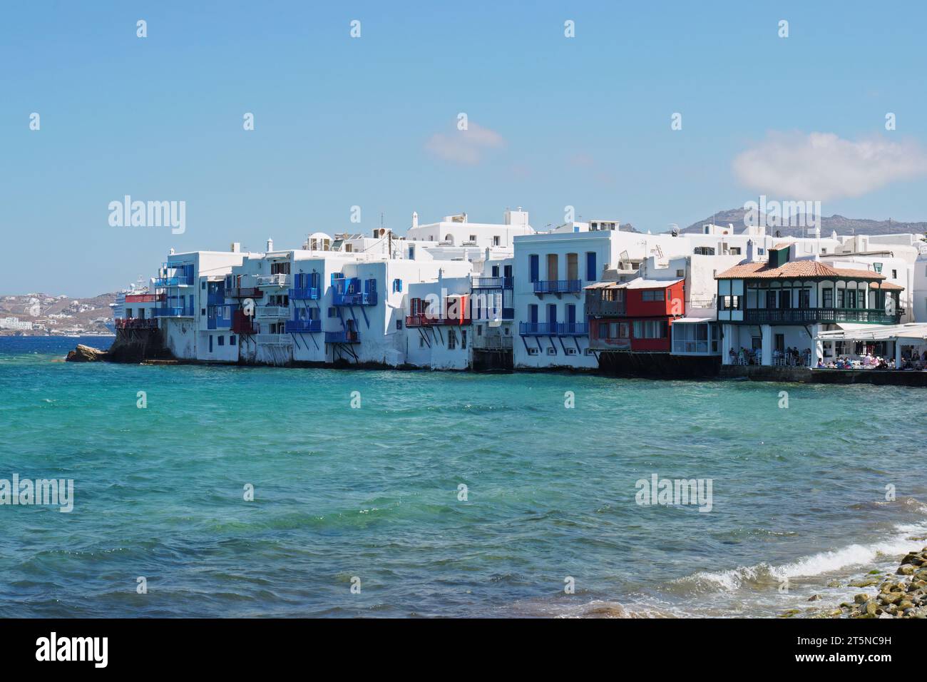 Île de Mykonos, le quartier caractéristique de Mikrì Venetia, îles des Cyclades, Grèce Banque D'Images