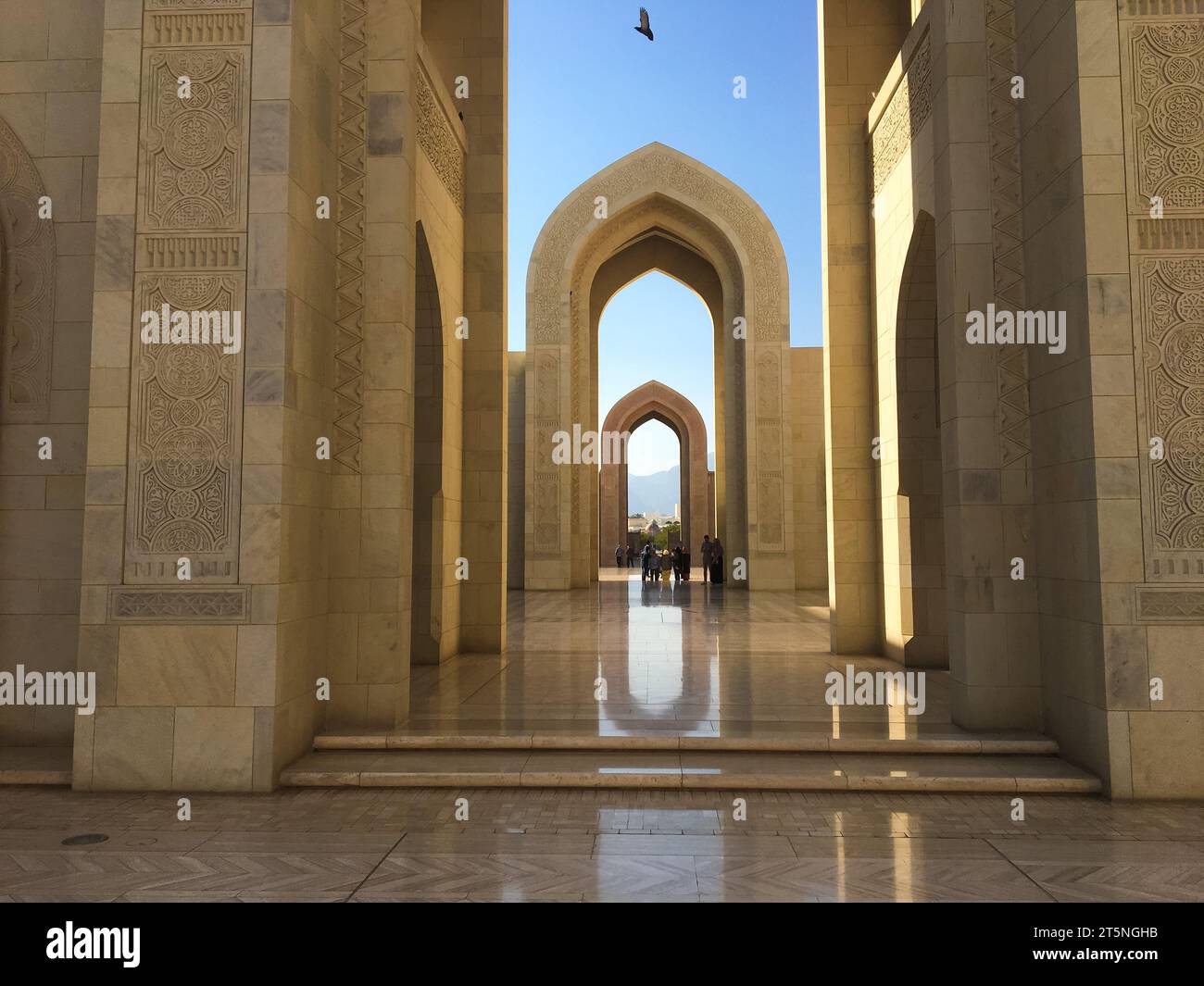 La Grande Mosquée Sultan Qaboos, Muscat, Oman. Banque D'Images