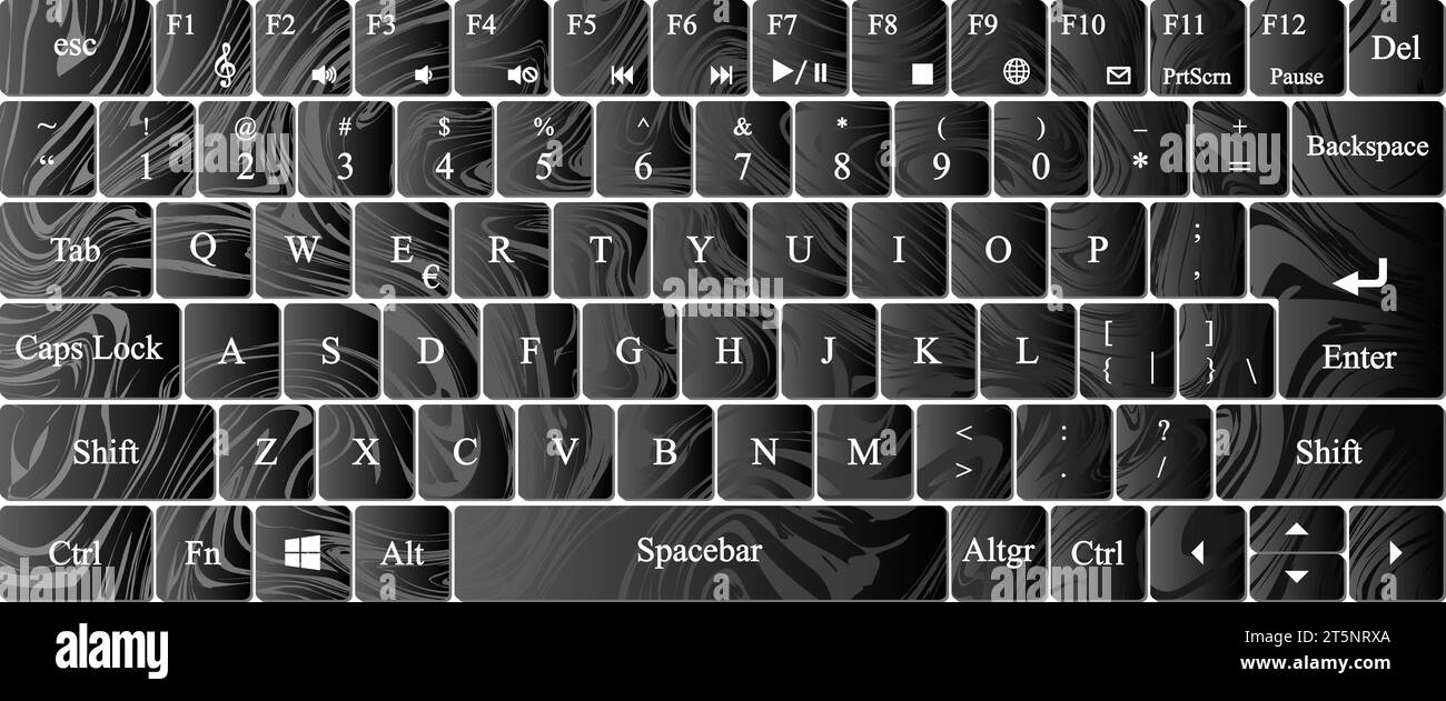Vector Modern qwerty Keyboard Layout Stencil Cut. Fond de marbre. Illustration de Vecteur