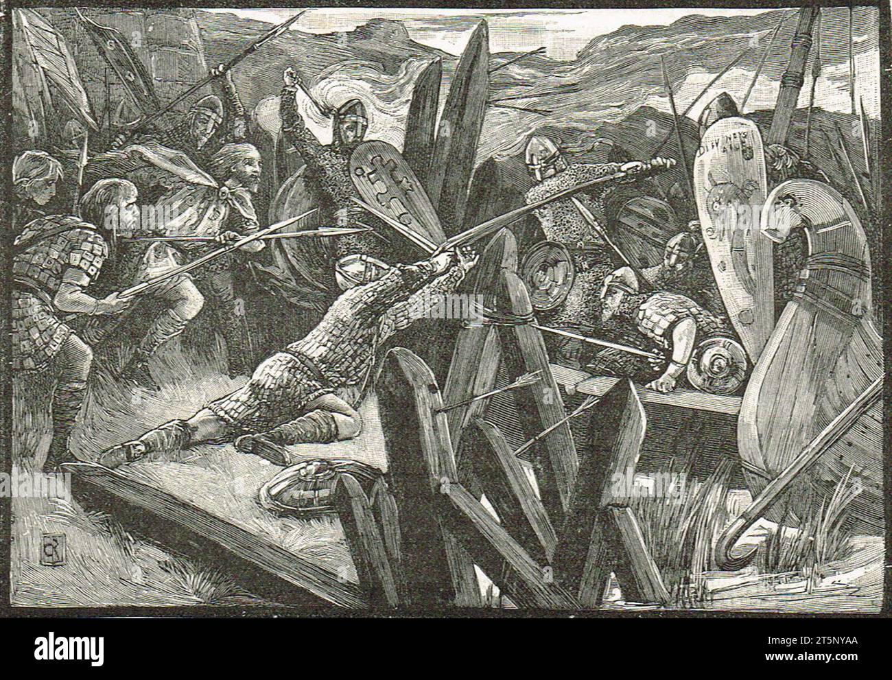 Capture du camp de refuge sur l'île d'Ely vers 1071. La base de la rébellion par Hereward The Wake Banque D'Images