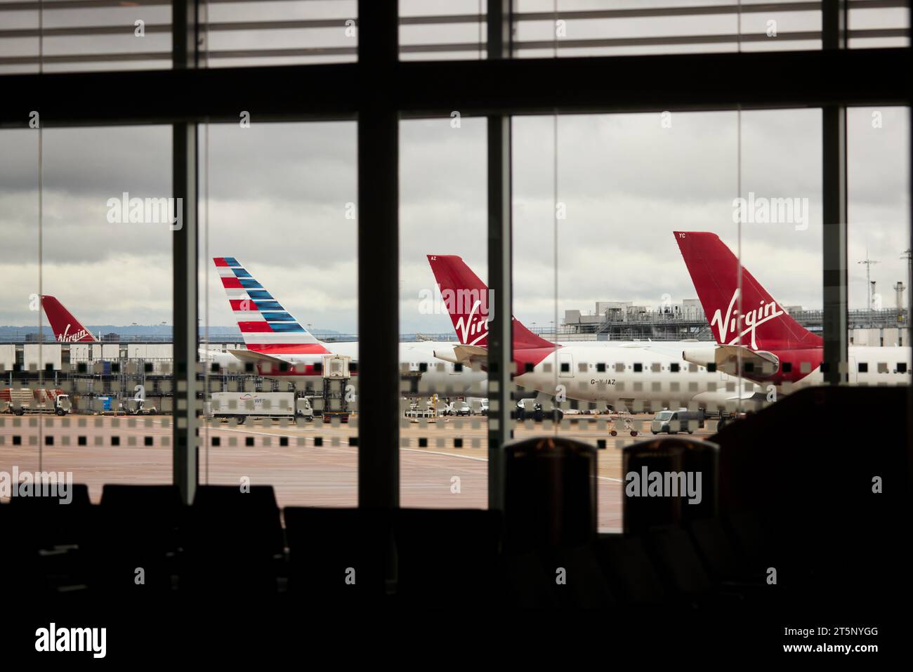 Heathrow terminal 3 Virgin et American Airlines fins Banque D'Images