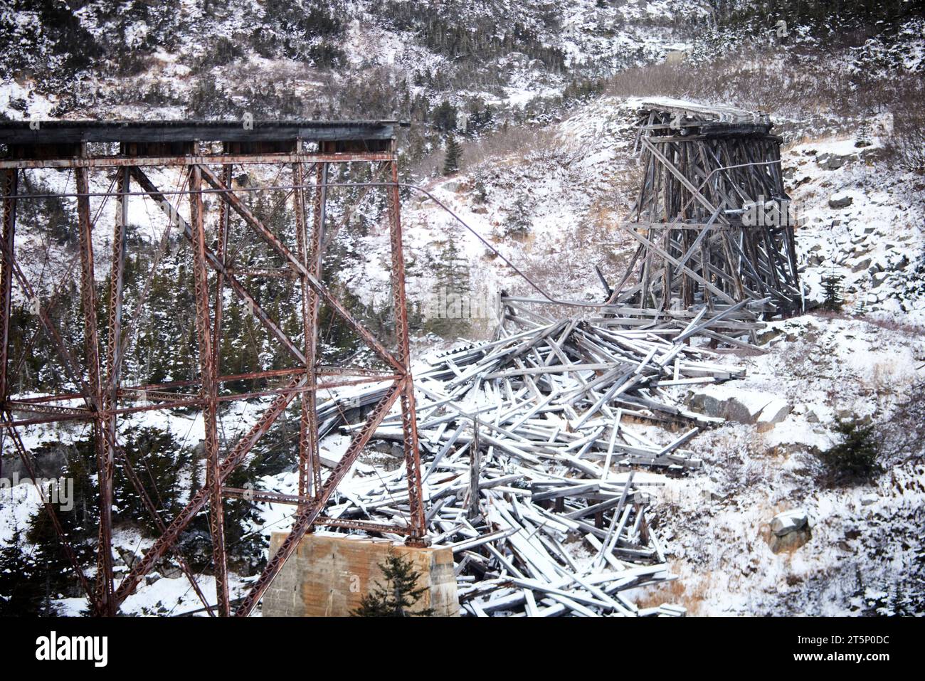 Skagway Alaska pont abandonné sur le chemin de fer White Pass and Yukon route (WP&y, WP&YR) Banque D'Images