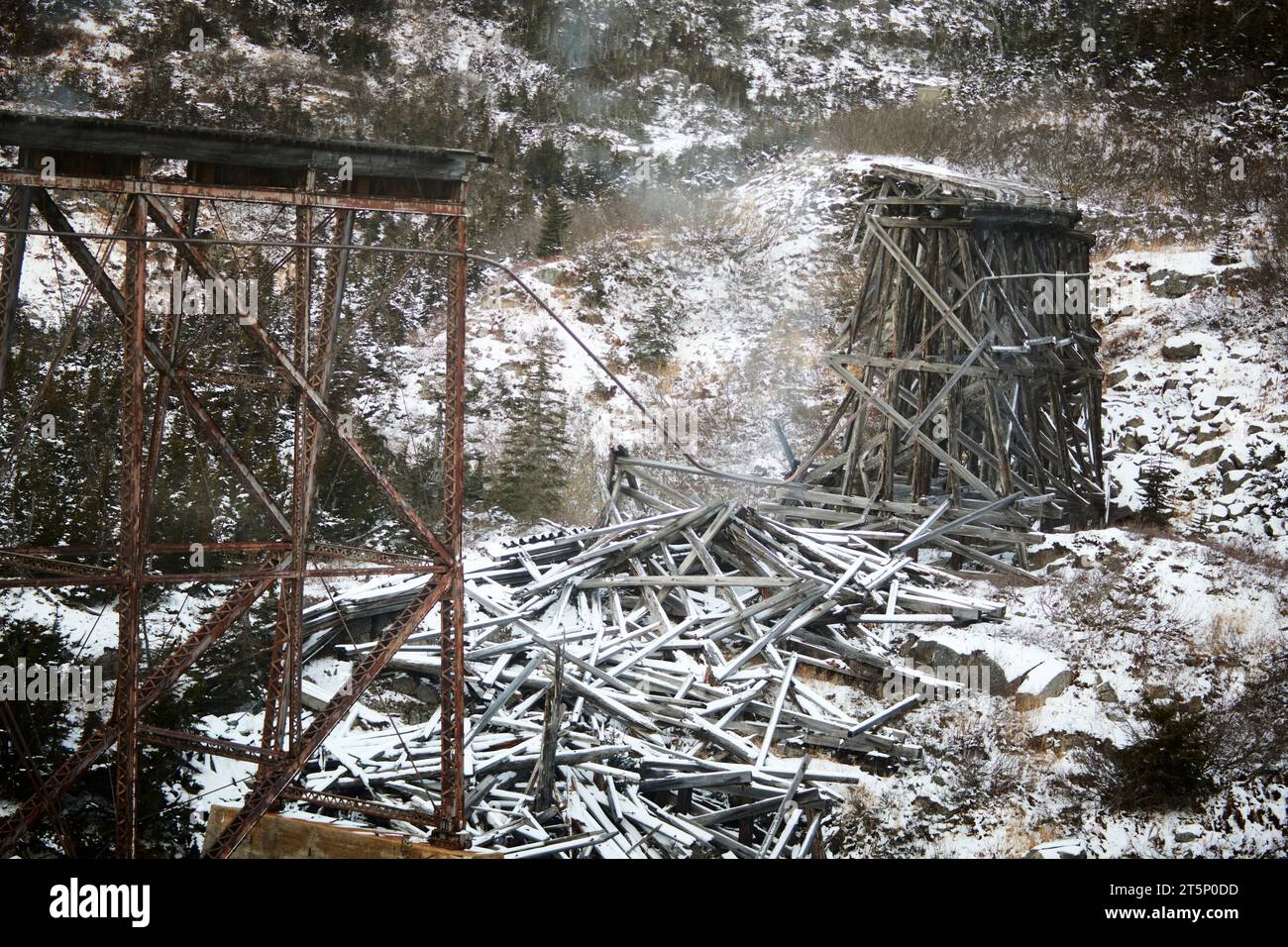 Skagway Alaska pont abandonné sur le chemin de fer White Pass and Yukon route (WP&y, WP&YR) Banque D'Images