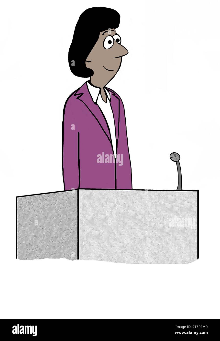 Femme professionnelle afro-américaine souriant et parlant depuis le podium. Banque D'Images