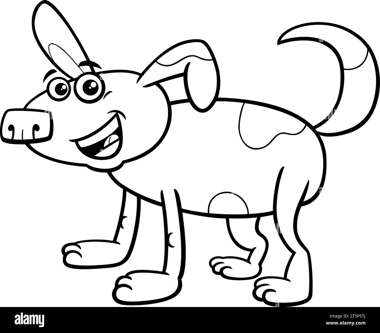 Illustration de dessin animé de drôle de chien comique animal page à colorier Illustration de Vecteur