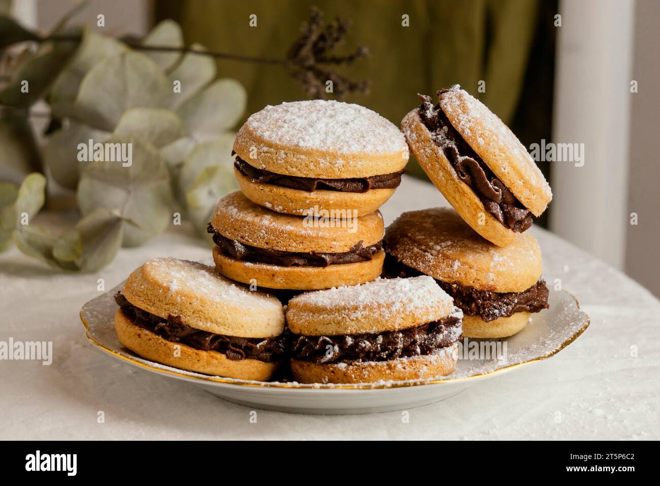 Biscuits savoureux avec crème au chocolat Banque D'Images