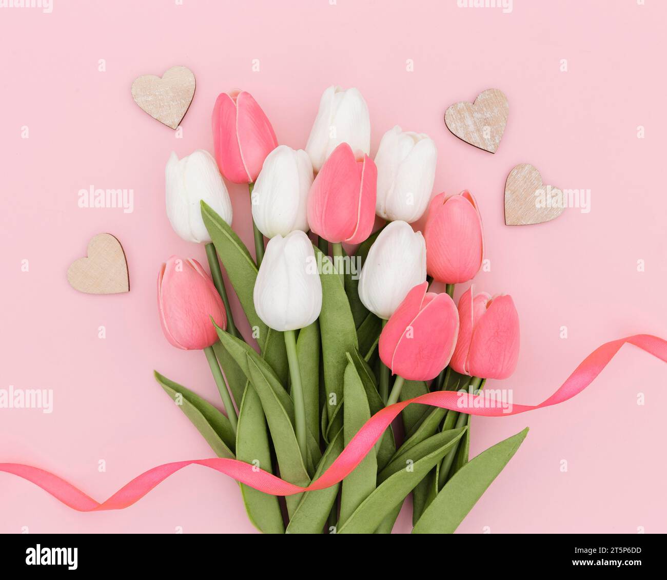 Vue de dessus magnifique bouquet de tulipes Banque D'Images