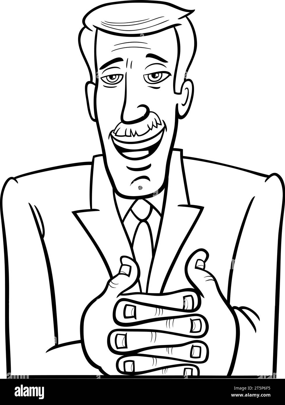 Illustration de dessin animé de personnage politicien ou d'homme d'affaires parlant coloriage Illustration de Vecteur