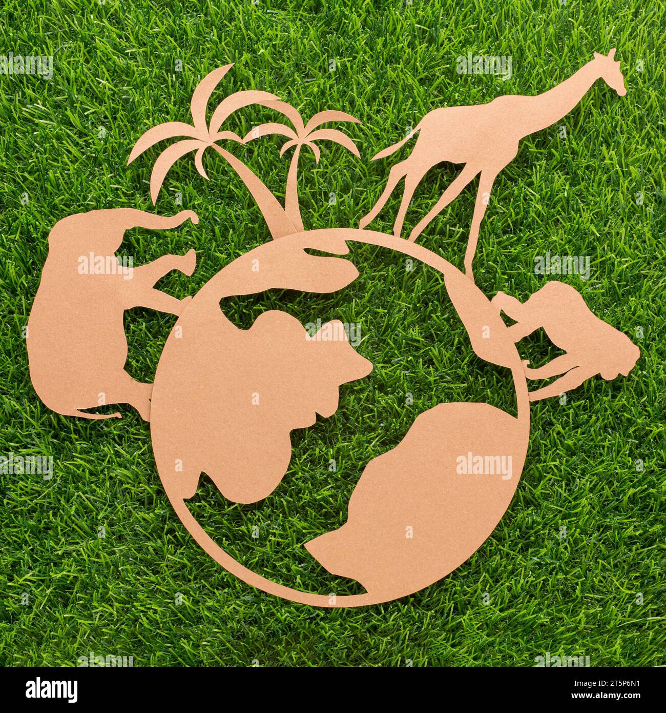Vue de dessus papier animaux planète herbe animal jour Banque D'Images