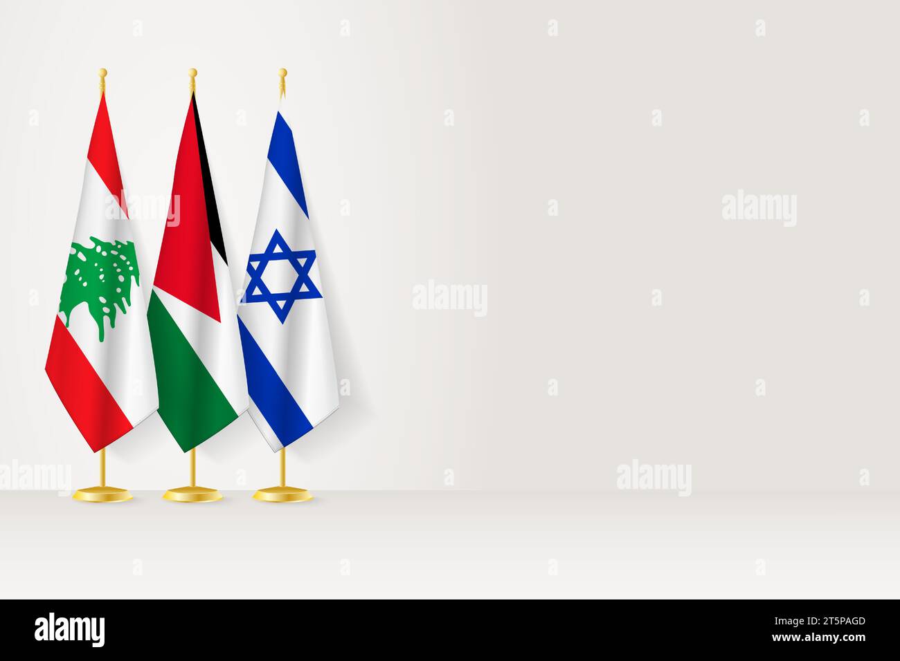 Les drapeaux du Liban, de la Jordanie et d'Israël sont alignés sur le mât intérieur. Illustration vectorielle. Illustration de Vecteur