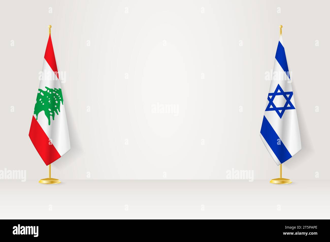 Drapeau Liban et Israël sur mât intérieur, concept de rencontre entre Israël et Liban. Illustration vectorielle. Illustration de Vecteur