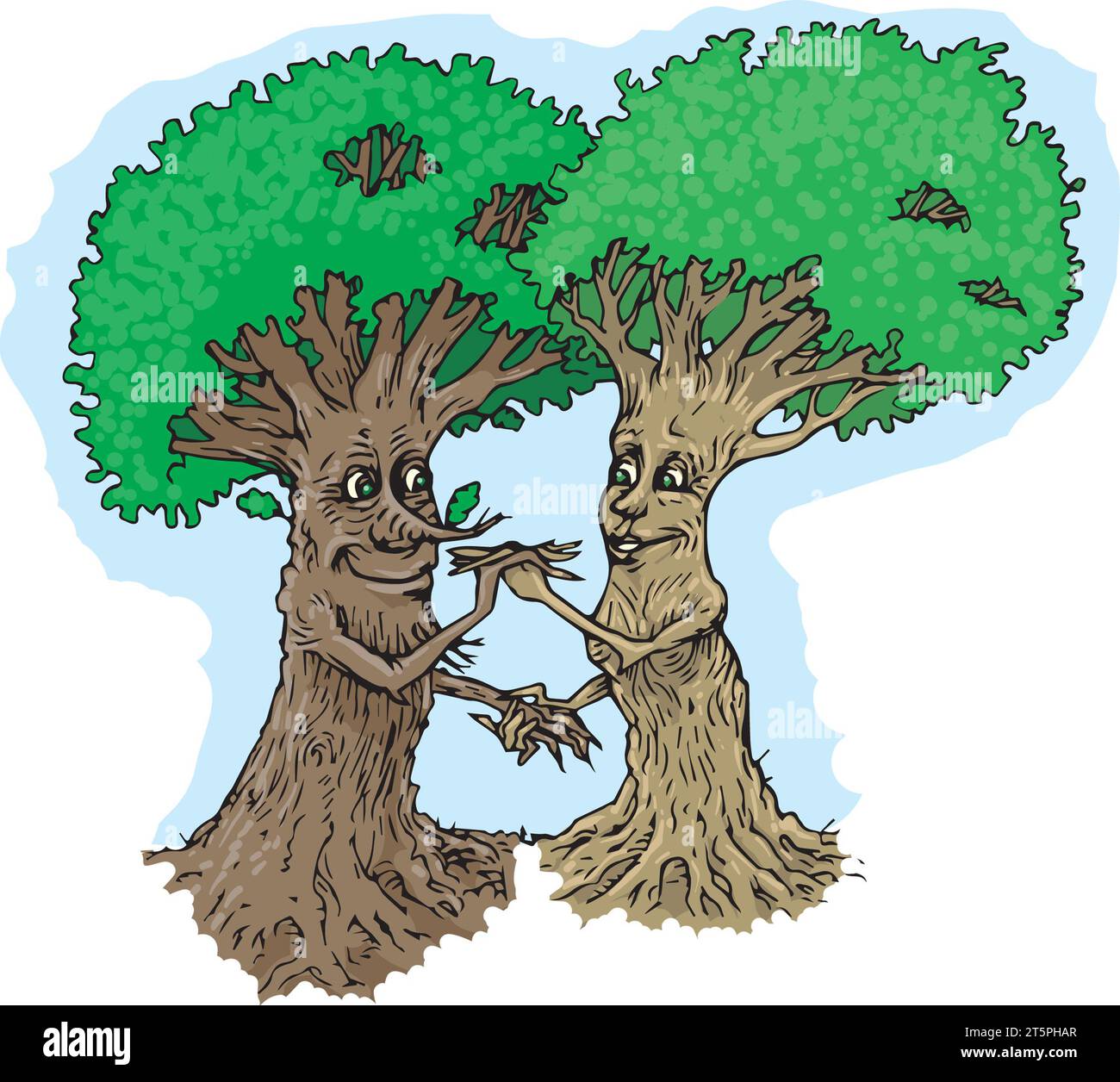 L'amour d'Art Philemon & Baucis était si fort qu'à la mort Zeus a accordé leur souhait et les a transformés en arbres au Japon deux représentants de pins. amour éternel Banque D'Images