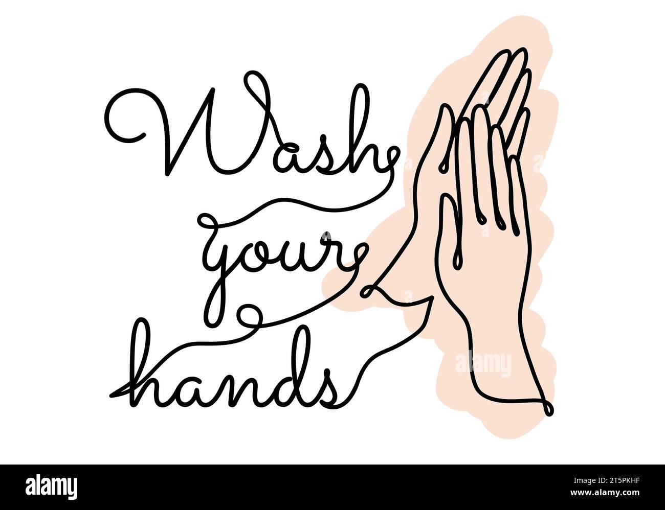 Lettrage à la main avec quarantaine et pointe coronavirus dans un style linéaire dessiné à la main. Illustration de Vecteur