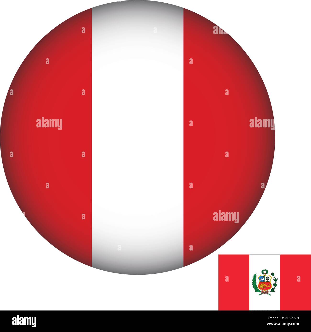 Vecteur de forme ronde du drapeau du Pérou Illustration de Vecteur
