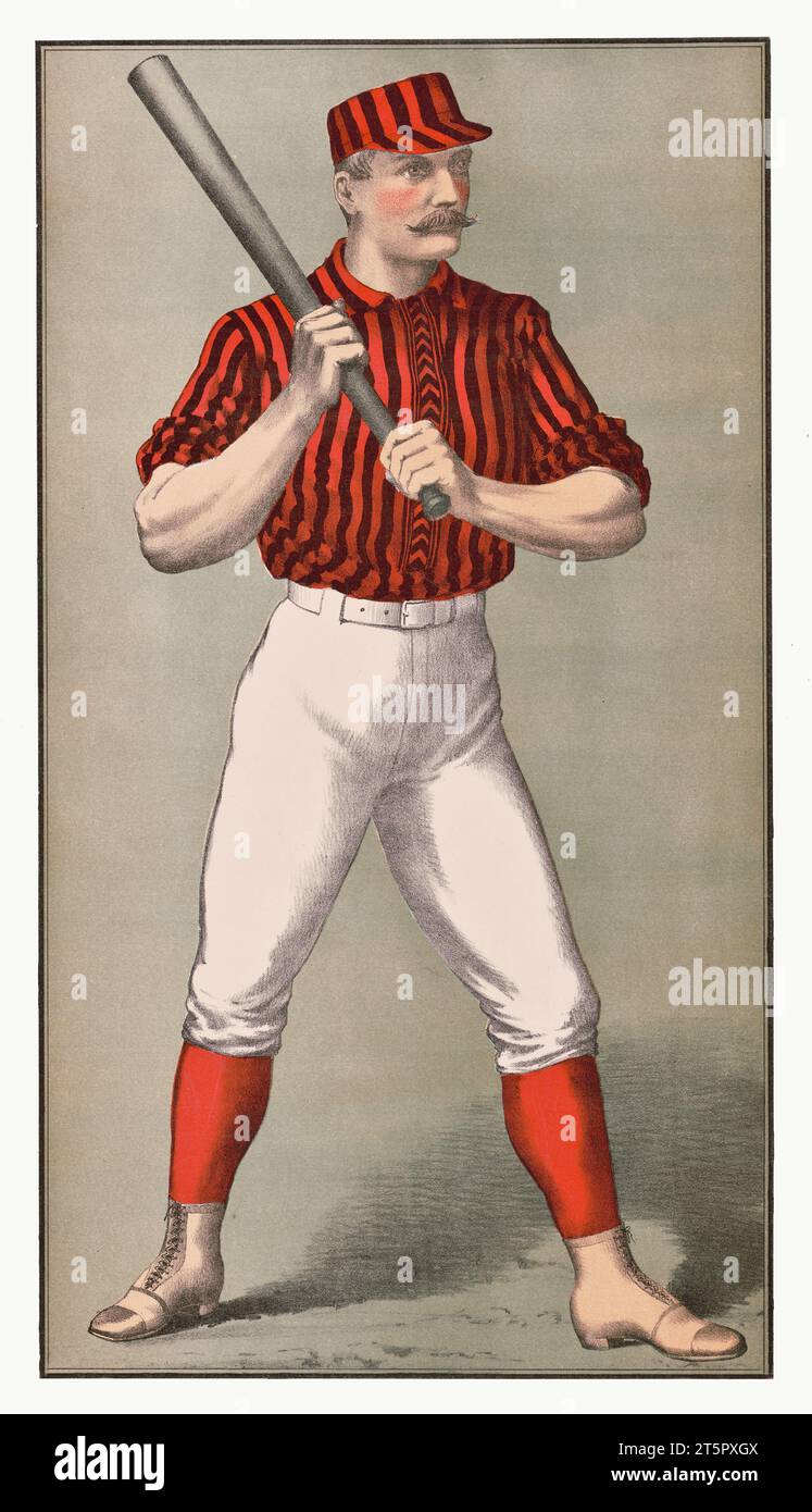 Vieille illustration de baseball montrant la pâte prête à jouer. Par auteur non identifié, publ. À Buffalo, 1885 Banque D'Images