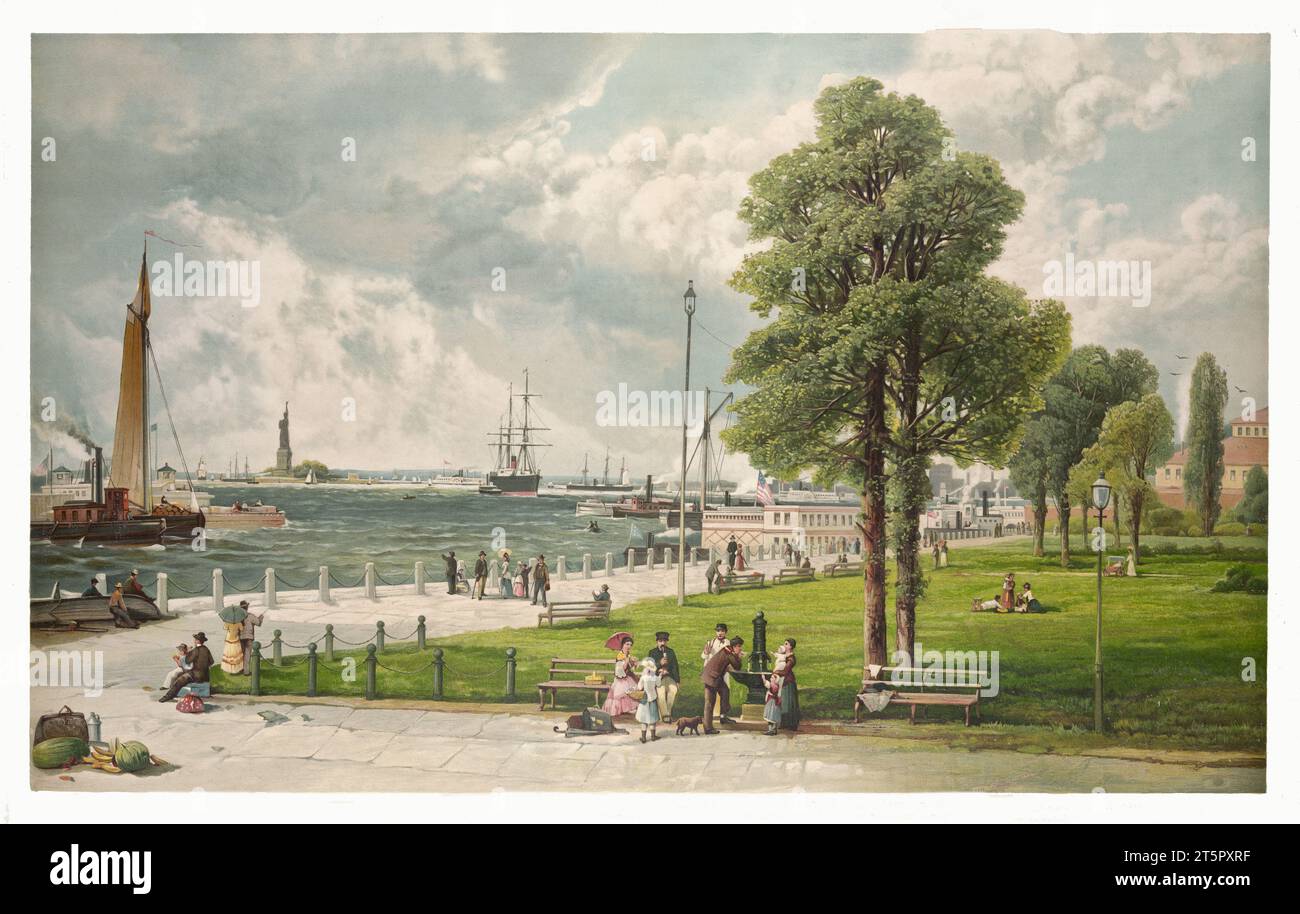 Vue ancienne sur Castle Garden, New York. Par Melrose, publ. À New York, 1887 Banque D'Images