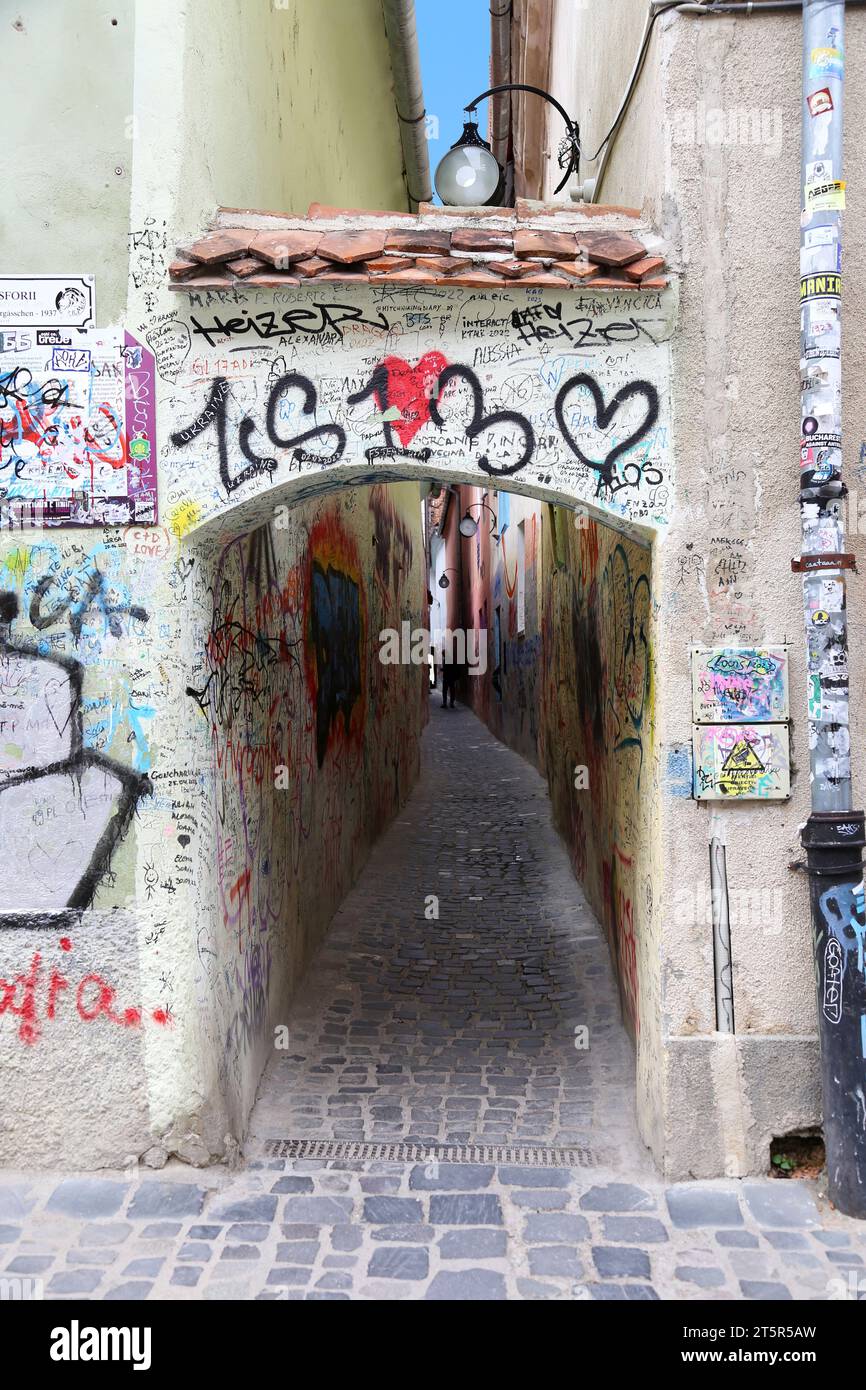 Strada Sforii (rue de la corde), Vieille ville, Braşov, Comté de Braşov, Transylvanie, Roumanie, Europe Banque D'Images