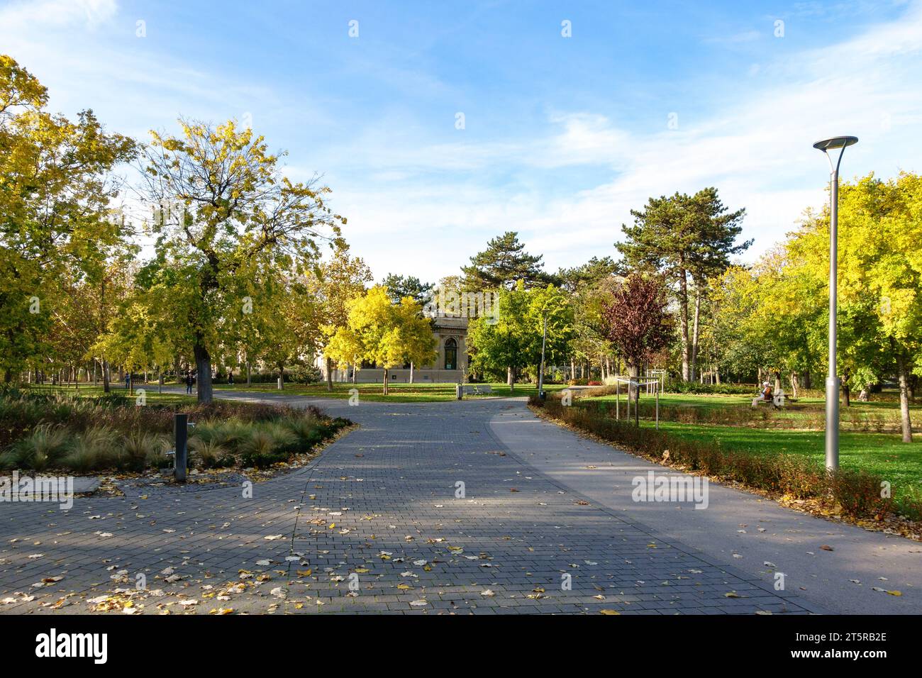 Un sentier pédestre en automne dans Budapest City Park Banque D'Images