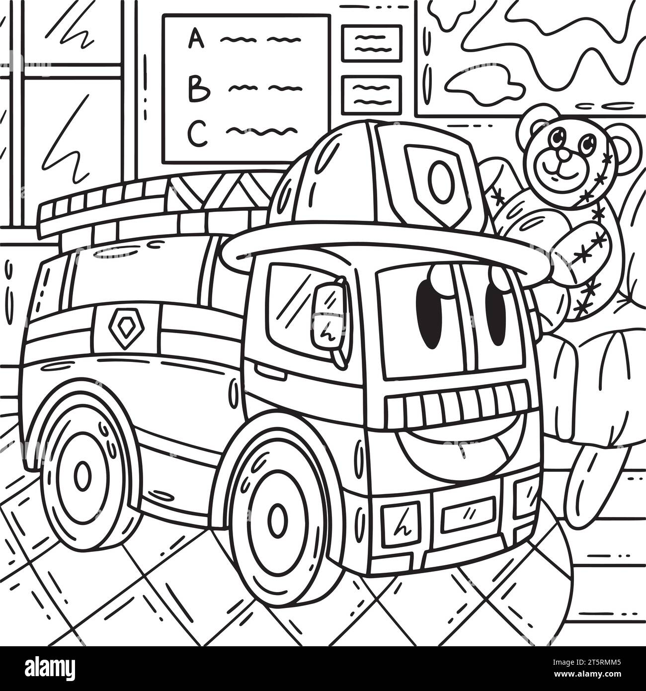 Camion De Pompier Jouet Pour Enfant 18-36 Mois - Avec Sirène, Phares, Échelle à Bulles, Pédalage - Rouge