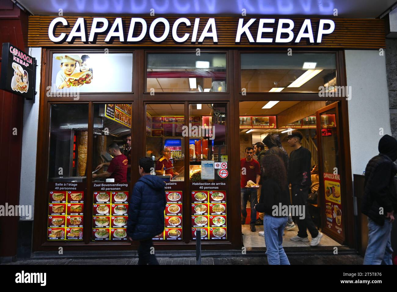 «Capadocia kebab» un magasin de kebab dans le centre de bruxelles – Bruxelles Belgique – 23 octobre 2023 Banque D'Images