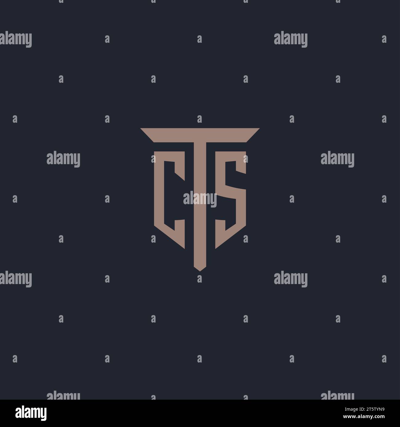 Monogramme initial de logo CS avec vecteur de conception d'icône de pilier Illustration de Vecteur