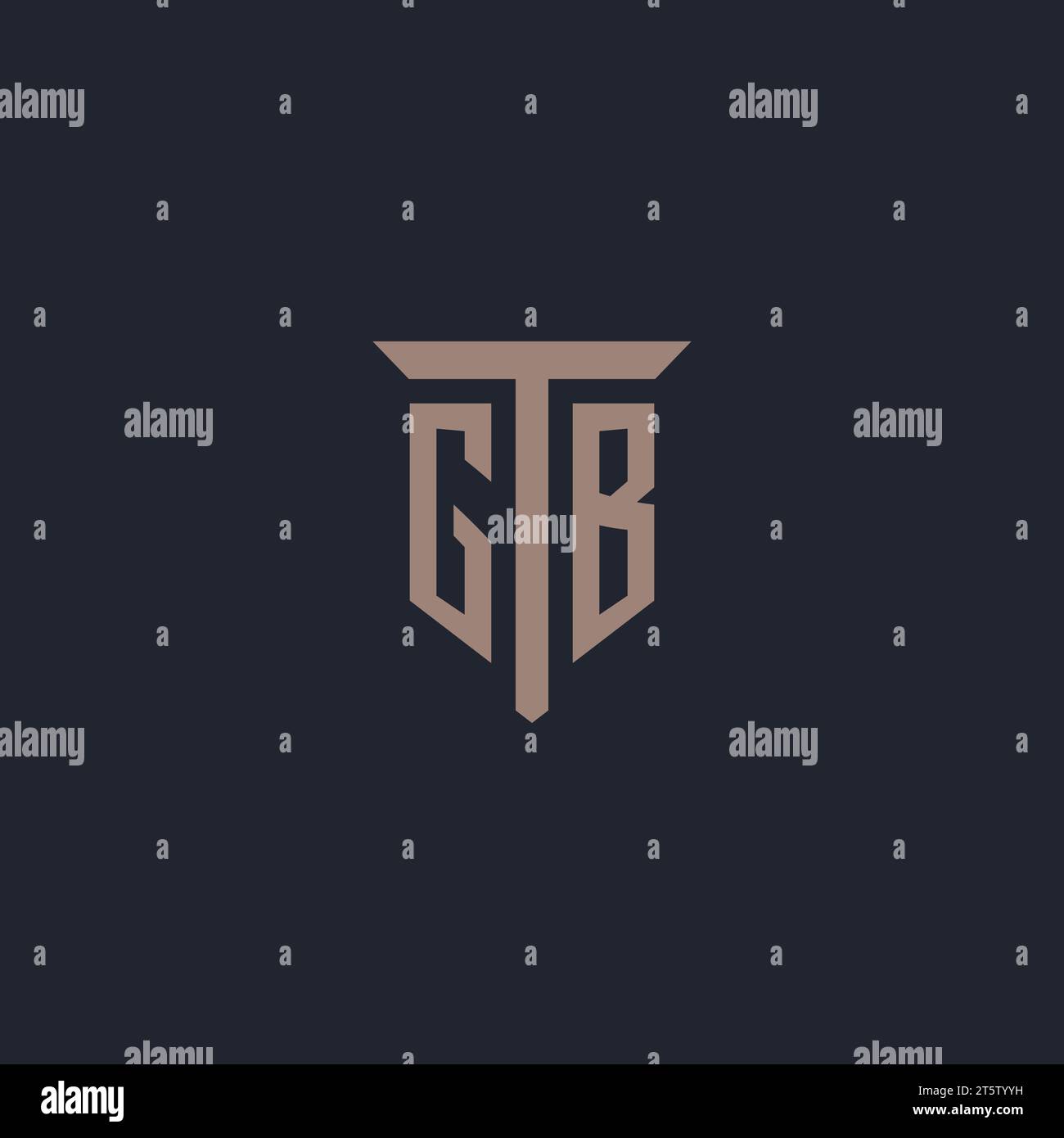 Monogramme initial de logo GB avec vecteur de conception d'icône de pilier Illustration de Vecteur