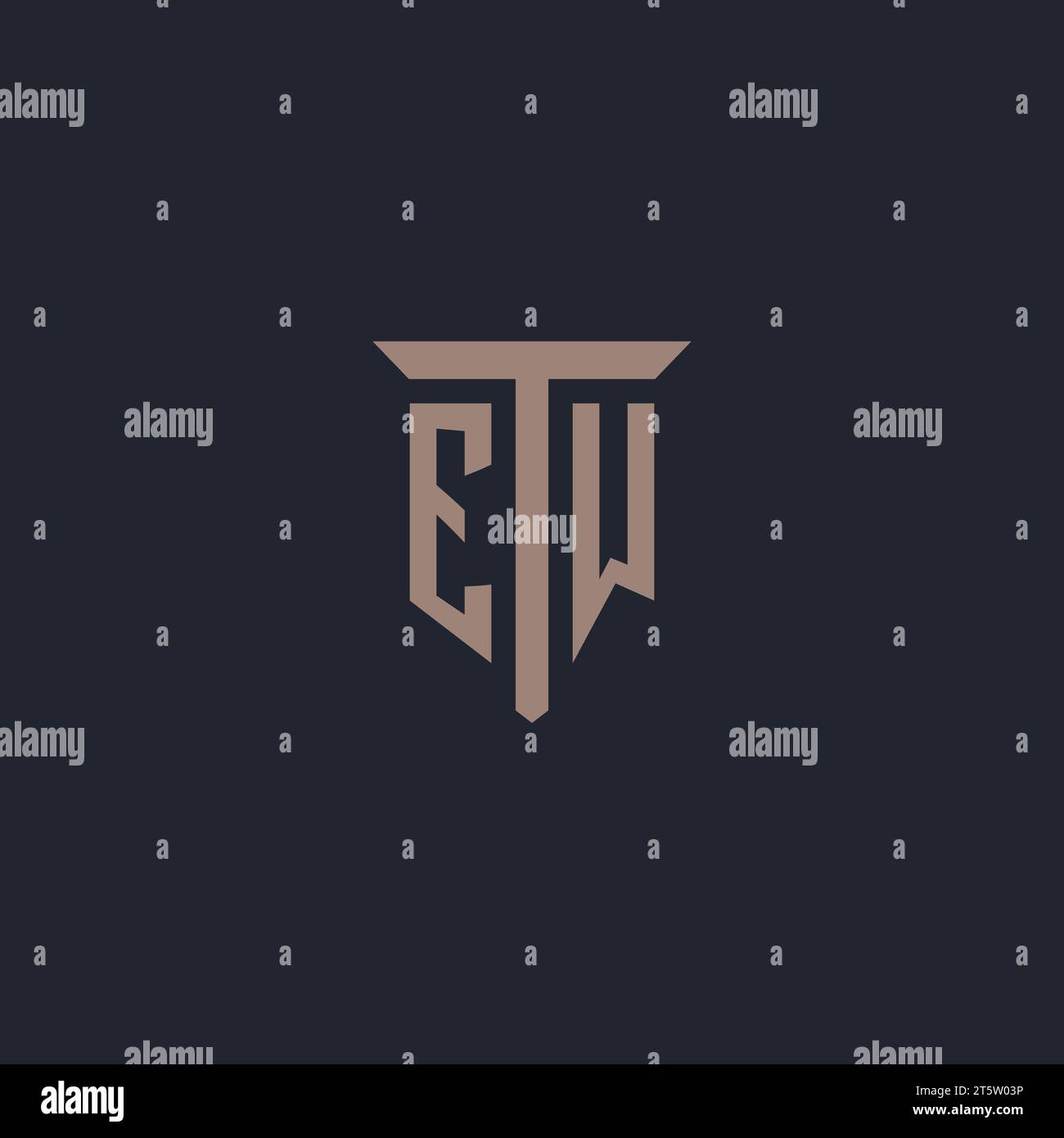 Monogramme initial de logo EW avec vecteur de conception d'icône de pilier Illustration de Vecteur