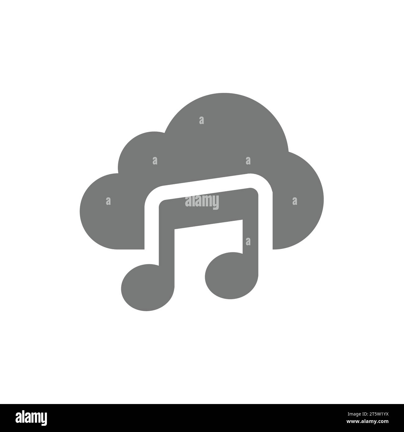 Icône vectorielle de streaming de nuage de musique. Note de musique et symbole de stockage dans les nuages. Illustration de Vecteur