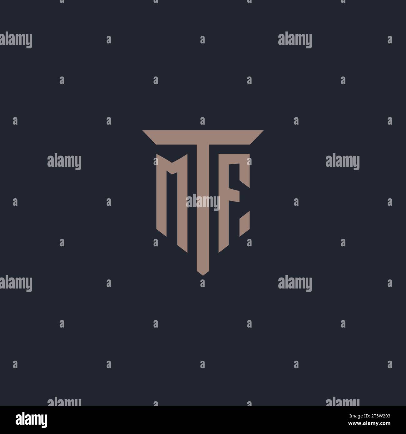 Monogramme initial du logo MF avec vecteur de conception d'icône de pilier Illustration de Vecteur