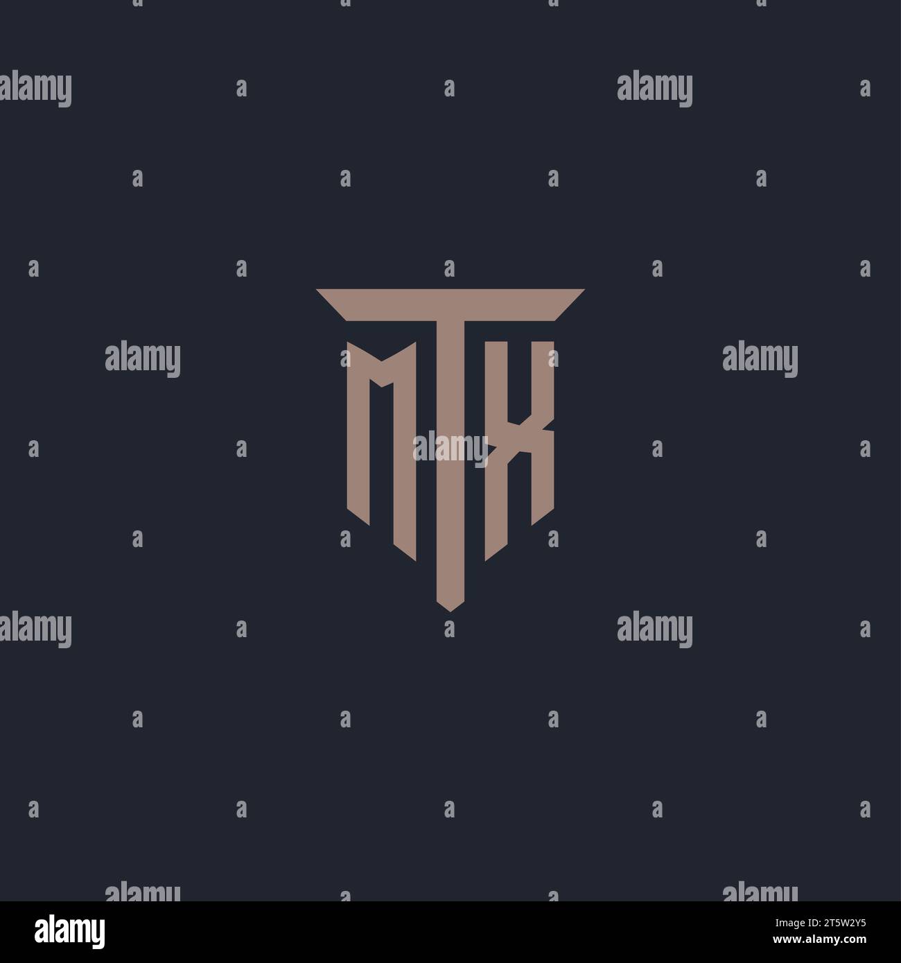 Monogramme de logo initial MX avec vecteur de conception d'icône de pilier Illustration de Vecteur