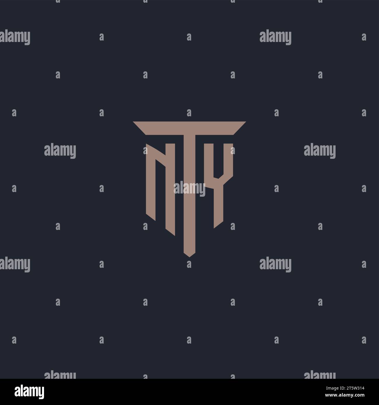 Monogramme initial de logo NY avec vecteur de conception d'icône de pilier Illustration de Vecteur