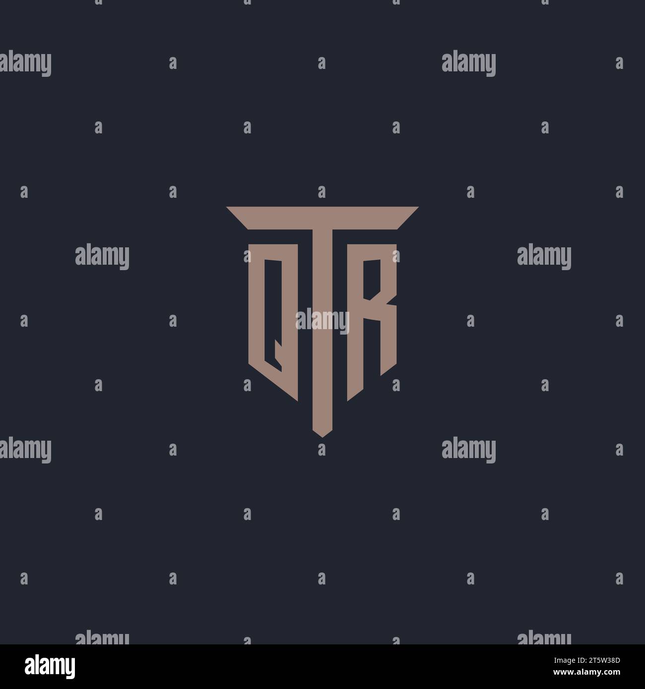 Monogramme initial de logo QR avec vecteur de conception d'icône de pilier Illustration de Vecteur