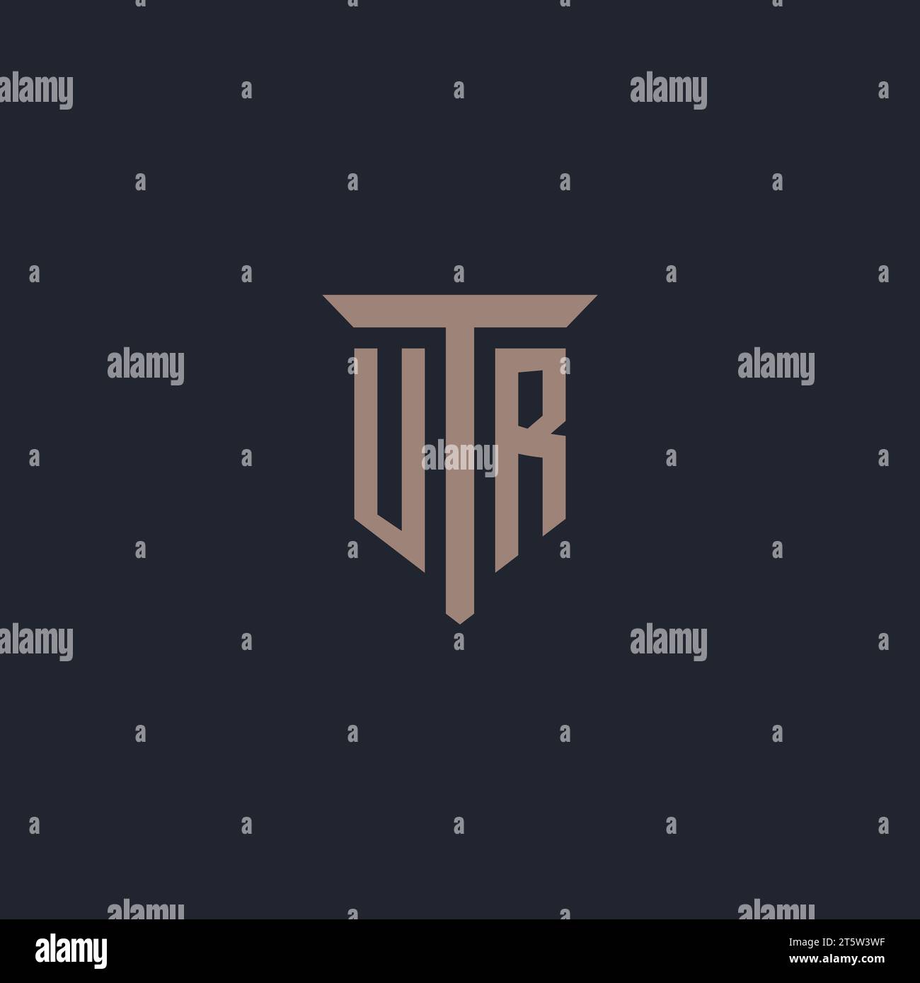 Monogramme initial de logo UR avec vecteur de conception d'icône de pilier Illustration de Vecteur